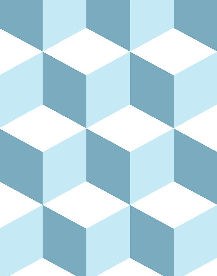 'Ice Cubist' Wallpaper by Wallshoppe - Baby Blue