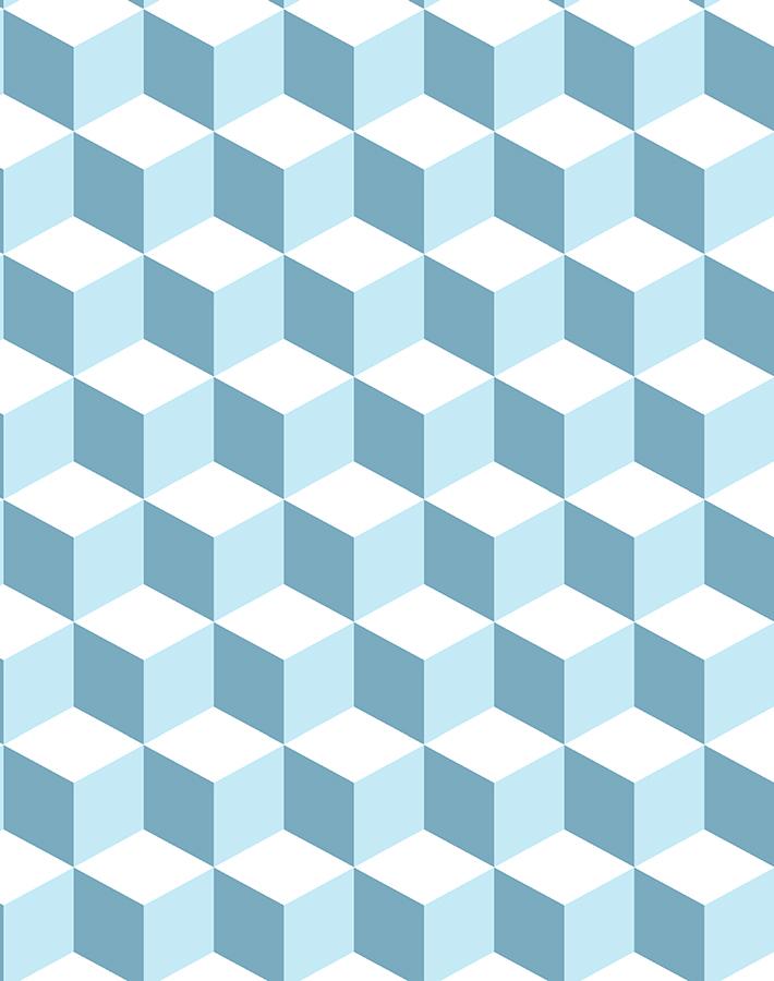 'Ice Cubist' Wallpaper by Wallshoppe - Baby Blue
