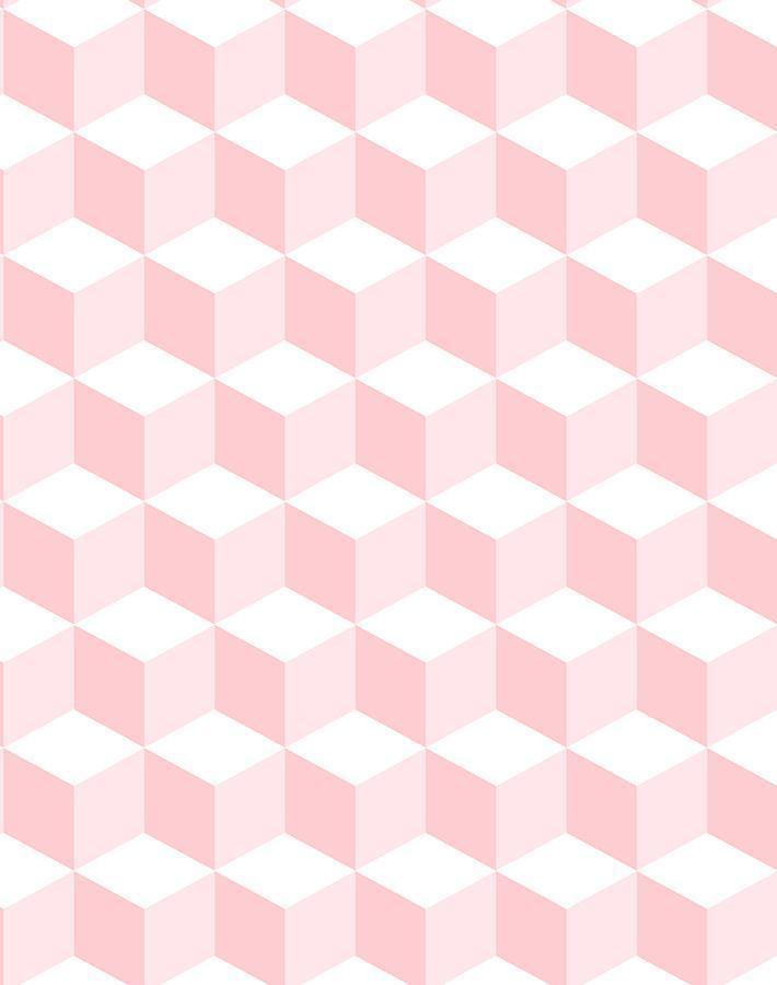 'Ice Cubist' Wallpaper by Wallshoppe - Pink