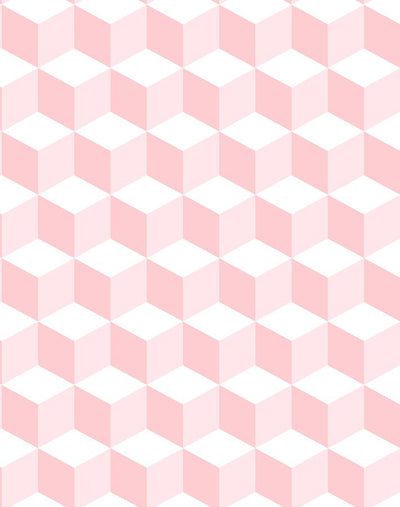 'Ice Cubist' Wallpaper by Wallshoppe - Pink