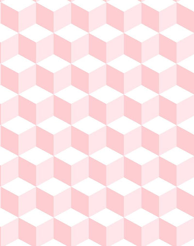 'Ice Cubist' Wallpaper by Wallshoppe - Pink