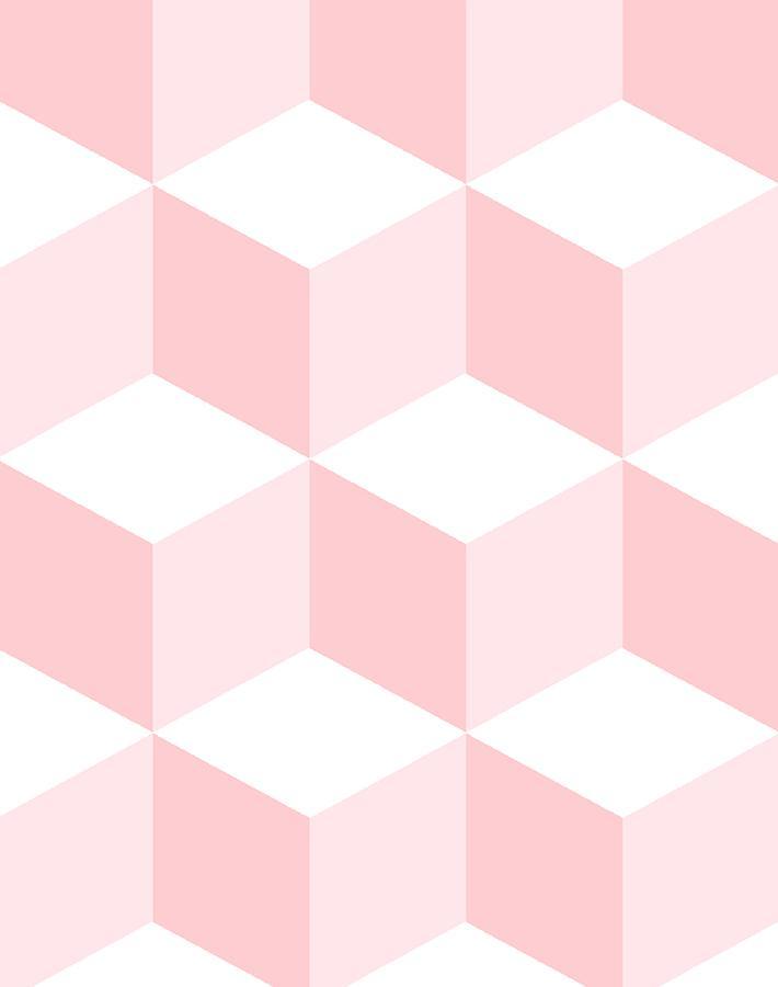 'Ice Cubist' Wallpaper by Wallshoppe - Pink
