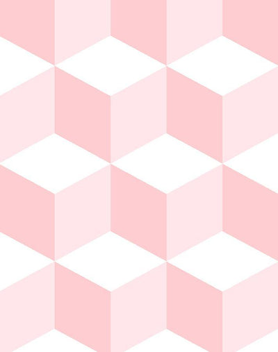 'Ice Cubist' Wallpaper by Wallshoppe - Pink