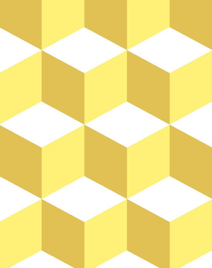 'Ice Cubist' Wallpaper by Wallshoppe - Yellow