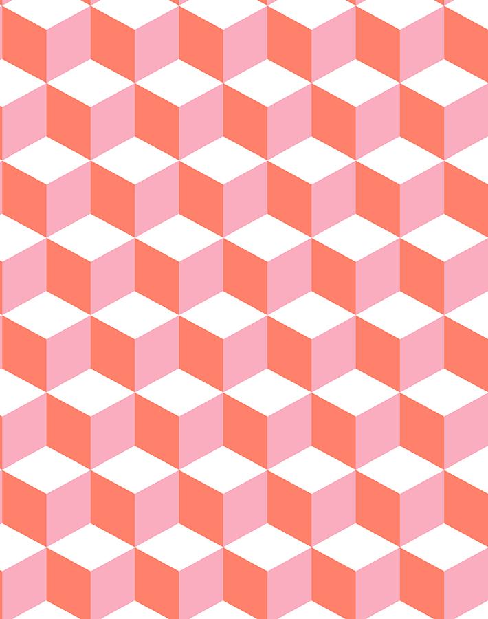'Ice Cubist' Wallpaper by Wallshoppe - Red