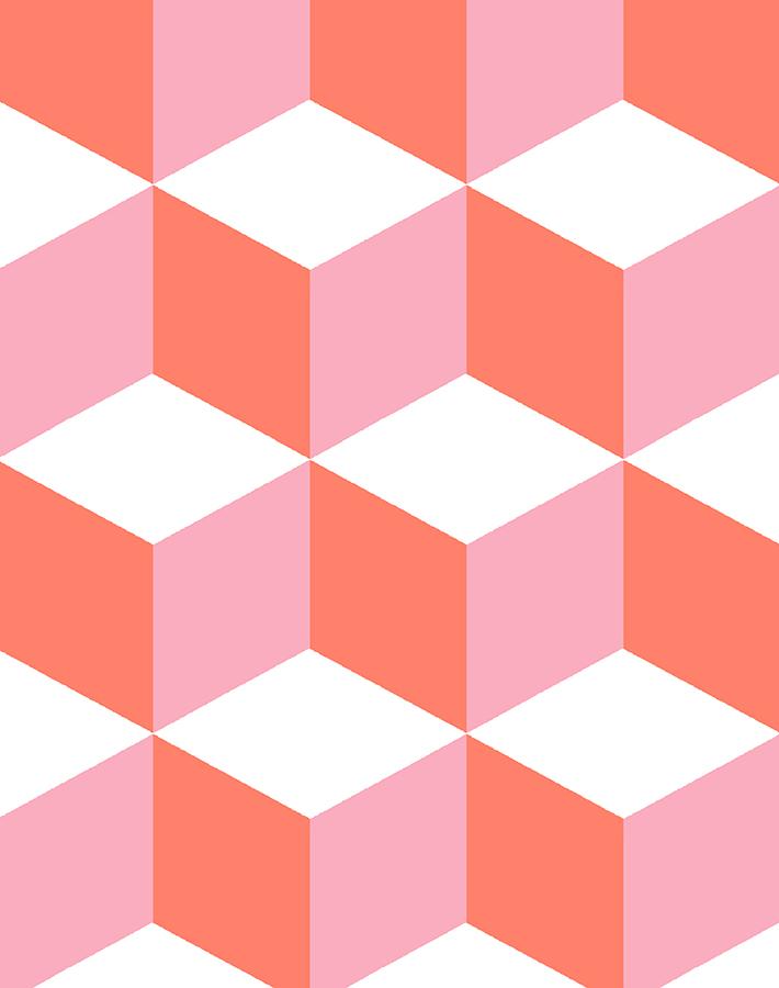 'Ice Cubist' Wallpaper by Wallshoppe - Red