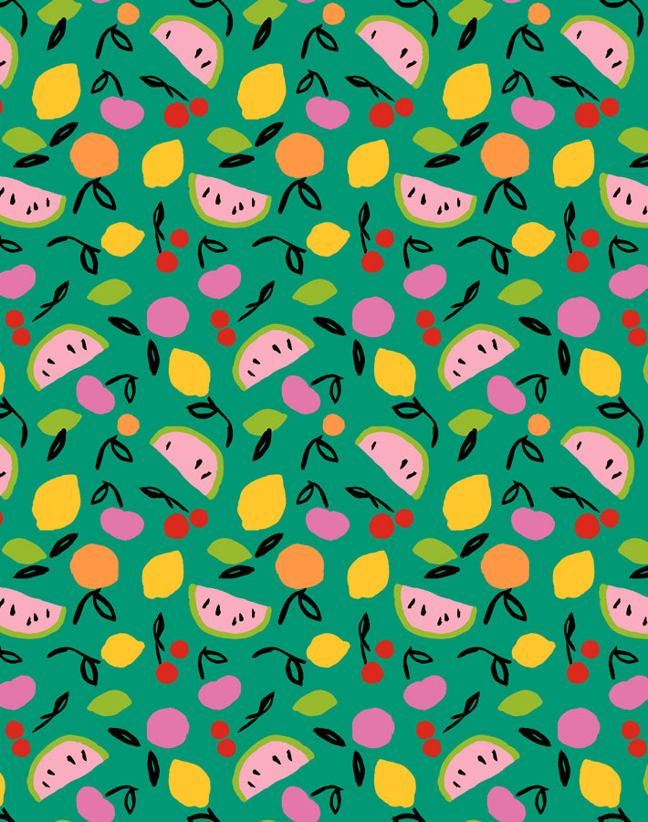 'Island Fruits' Wallpaper by Tea Collection - Emerald