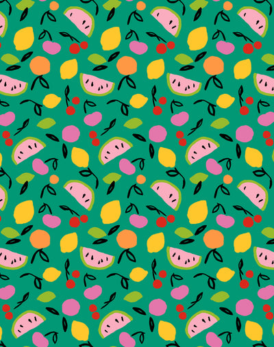 'Island Fruits' Wallpaper by Tea Collection - Emerald