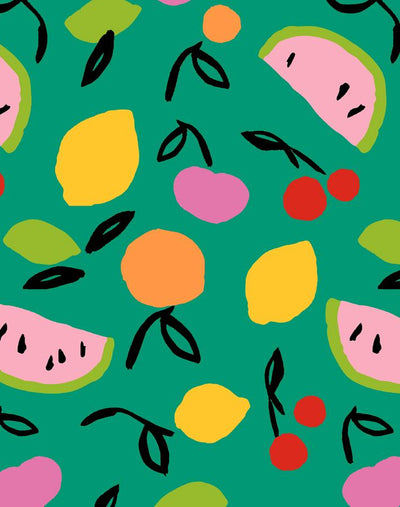 'Island Fruits' Wallpaper by Tea Collection - Emerald