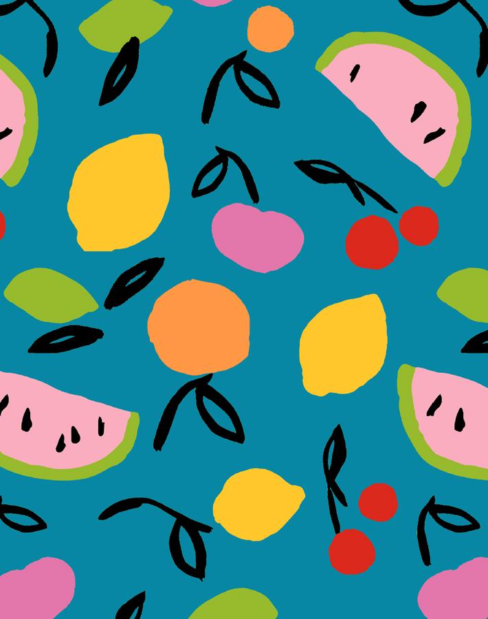 'Island Fruits' Wallpaper by Tea Collection - Teal