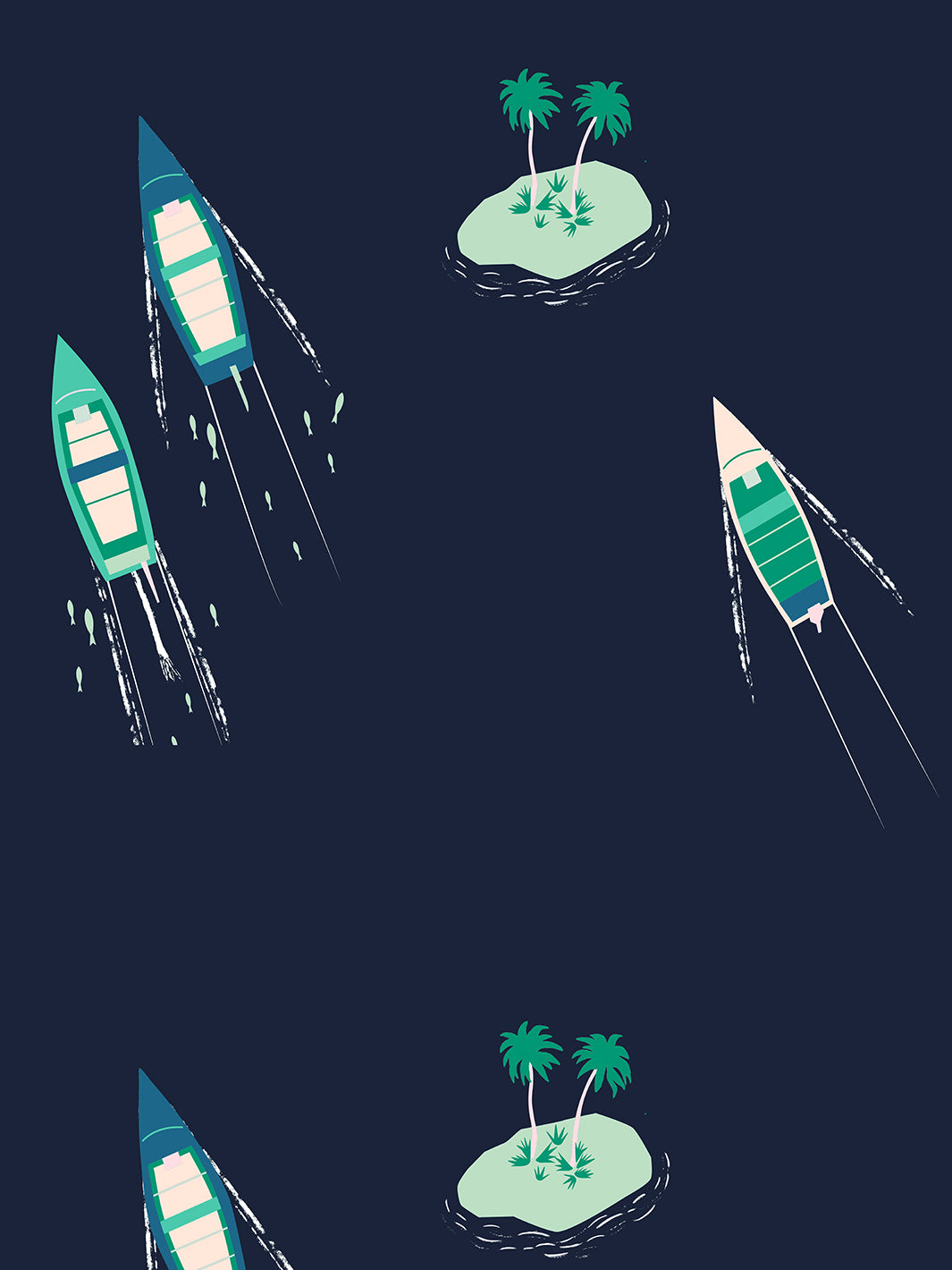 island boats wallpaper by tea collection navy
