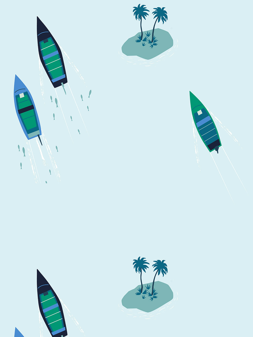 island boats wallpaper by tea collection pale blue