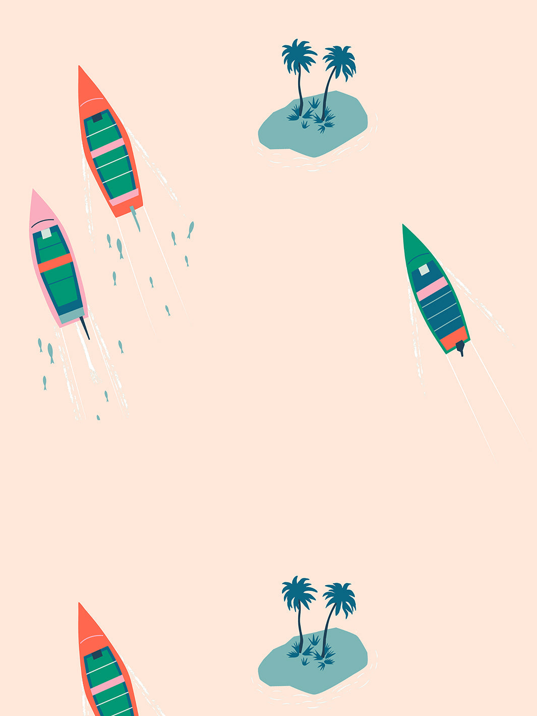 island boats wallpaper by tea collection peach