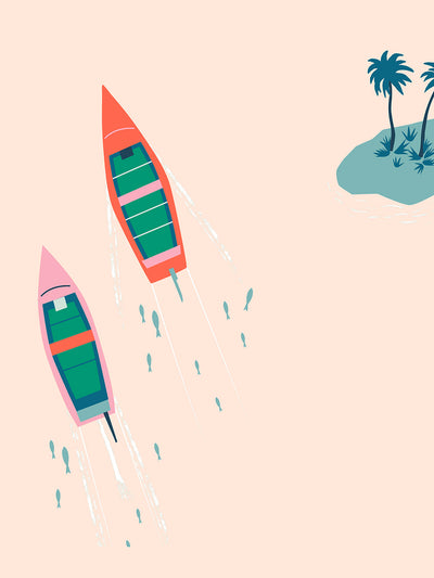 island boats wallpaper by tea collection peach