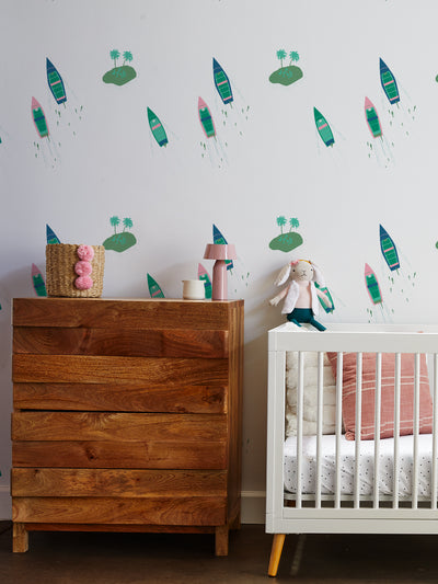 island boats wallpaper by tea collection pale blue 1