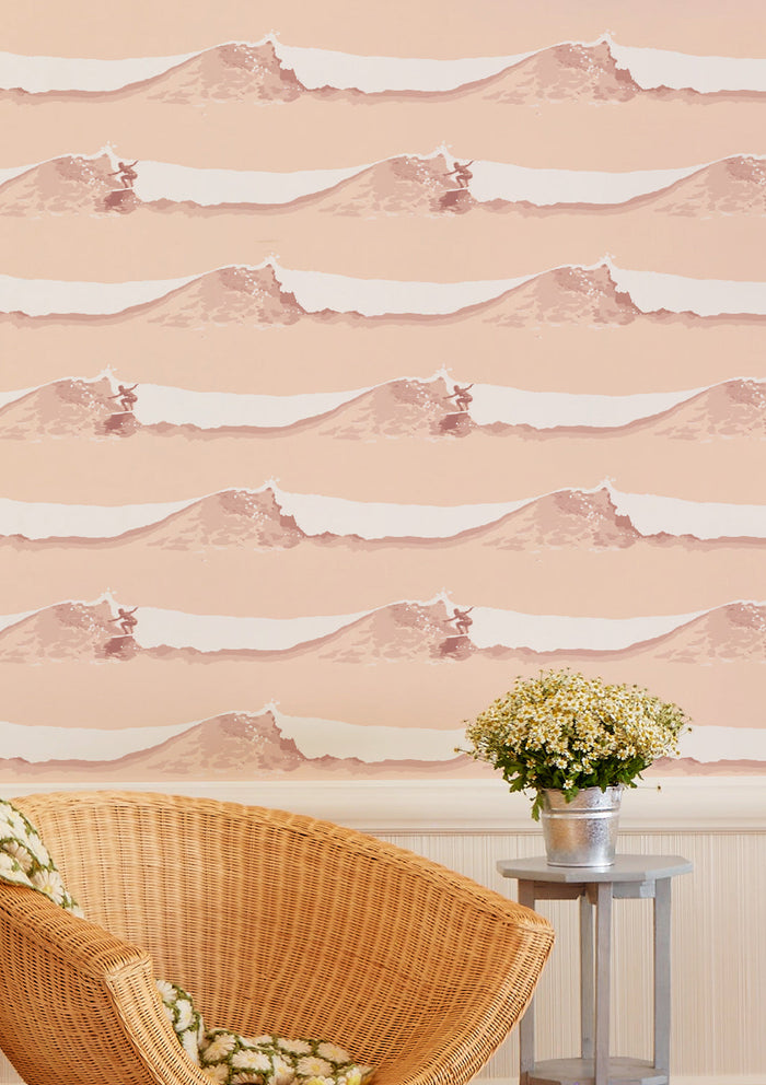'Janet Rides' Wallpaper by Lingua Franca - Peach