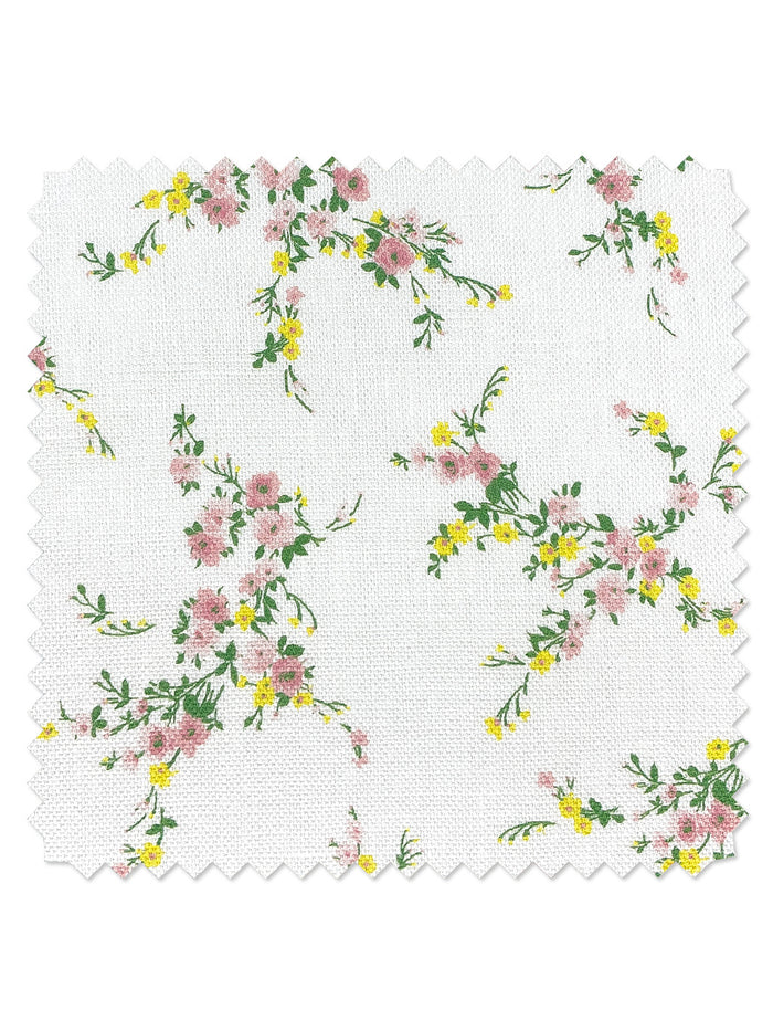 'Jolene' Linen Fabric by Wallshoppe - Lemon & Pink