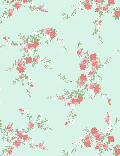 'Jolene' Wallpaper by Wallshoppe - Mint With Pink