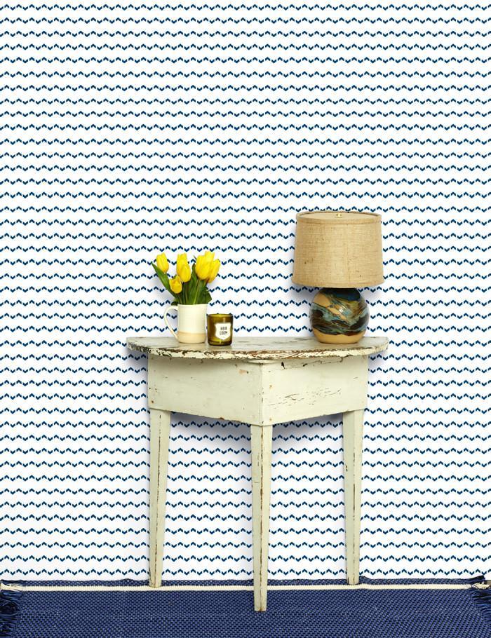 'Kezmoh Zag' Wallpaper by Wallshoppe - Cadet Blue