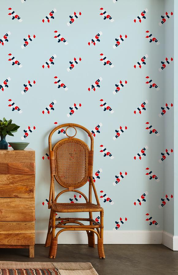 los angeles graphic wallpaper baby blue