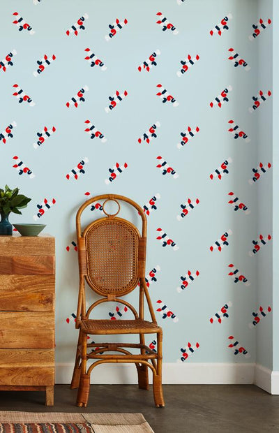 los angeles graphic wallpaper baby blue