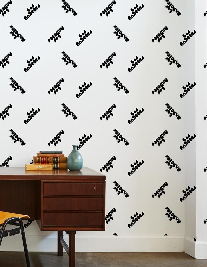 los angeles graphic wallpaper black on white