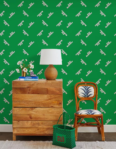 los angeles graphic wallpaper pink on green