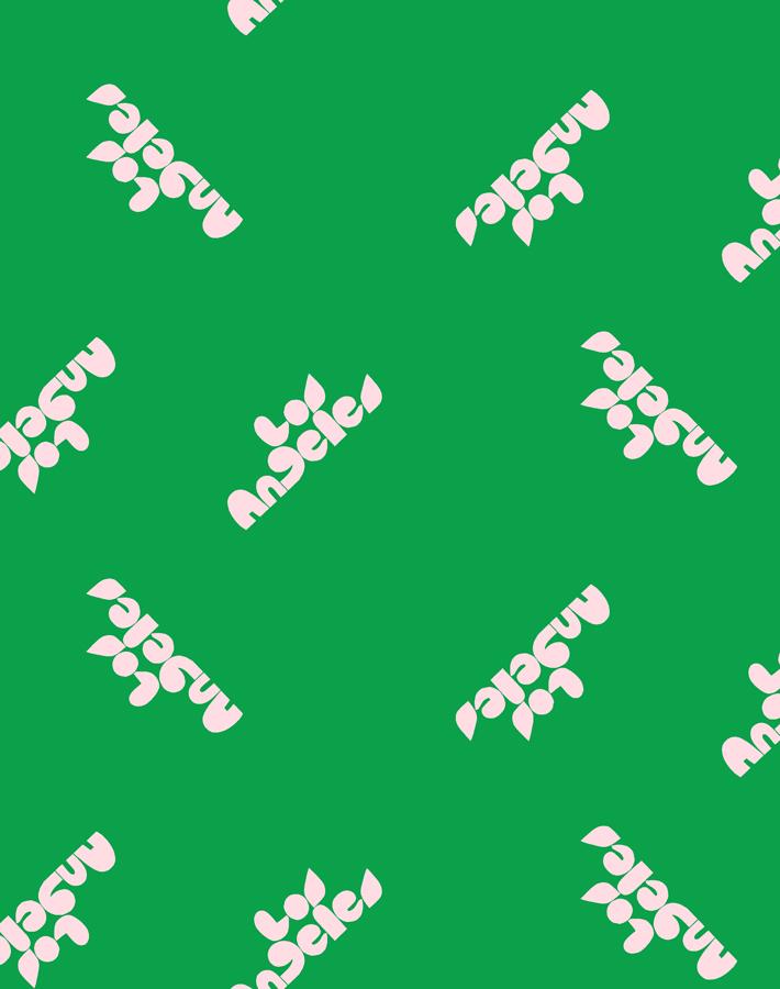 los angeles graphic wallpaper pink on green