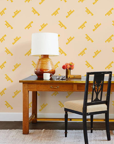 'Los Angeles' Wallpaper by Clare V. - Marigold / Peach