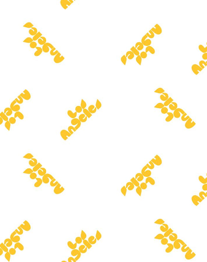 'Los Angeles' Wallpaper by Clare V. - Marigold / White
