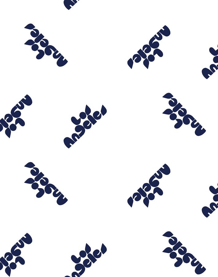 'Los Angeles' Wallpaper by Clare V. - Navy / White