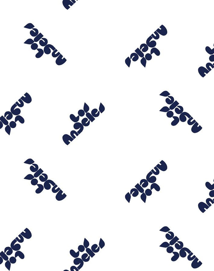 'Los Angeles' Wallpaper by Clare V. - Navy / White