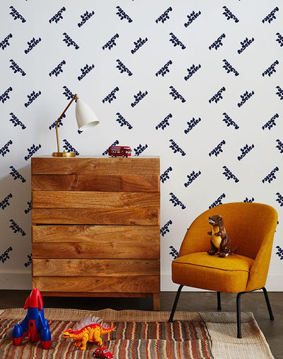 'Los Angeles' Wallpaper by Clare V. - Navy / White