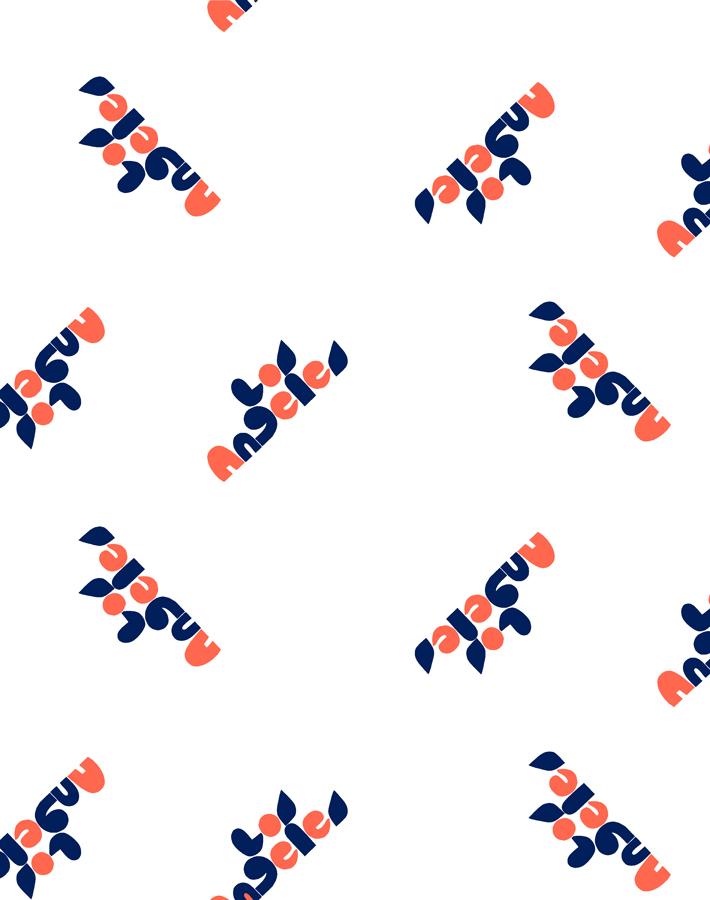 'Los Angeles' Wallpaper by Clare V. - Retro Red / Navy / White