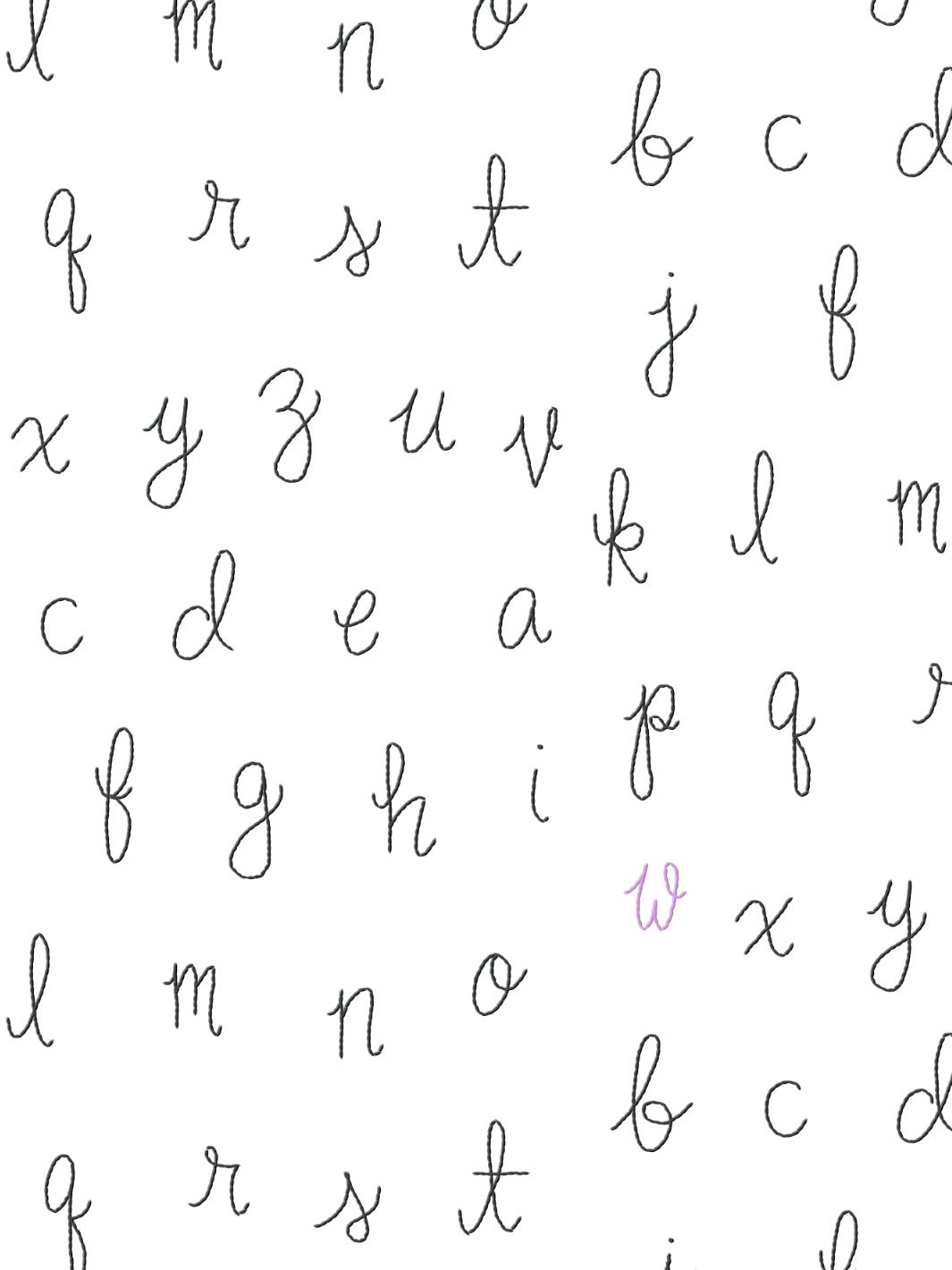 'LF Alphabet' Wallpaper by Lingua Franca - Black with Lilac Accent Letter