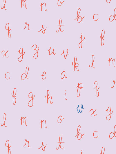 'LF Alphabet' Wallpaper by Lingua Franca - Lilac with Blue Accent Letter