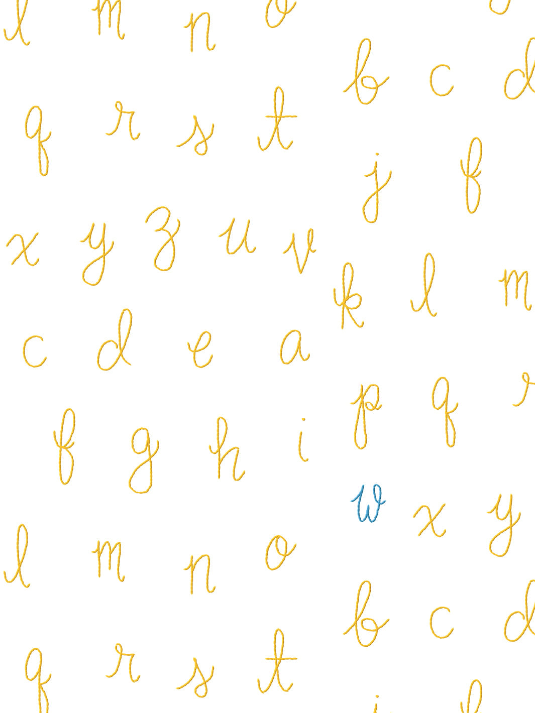 'LF Alphabet' Wallpaper by Lingua Franca - Marigold with Blue Accent Letter