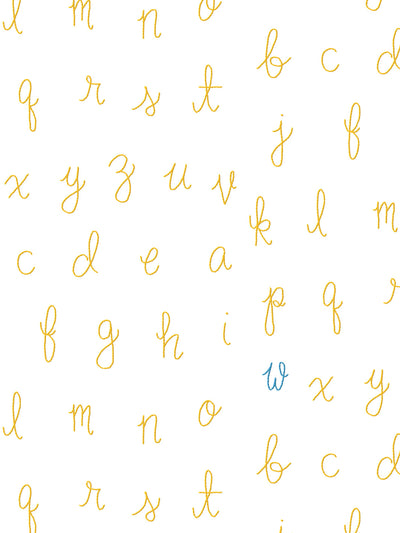 'LF Alphabet' Wallpaper by Lingua Franca - Marigold with Blue Accent Letter