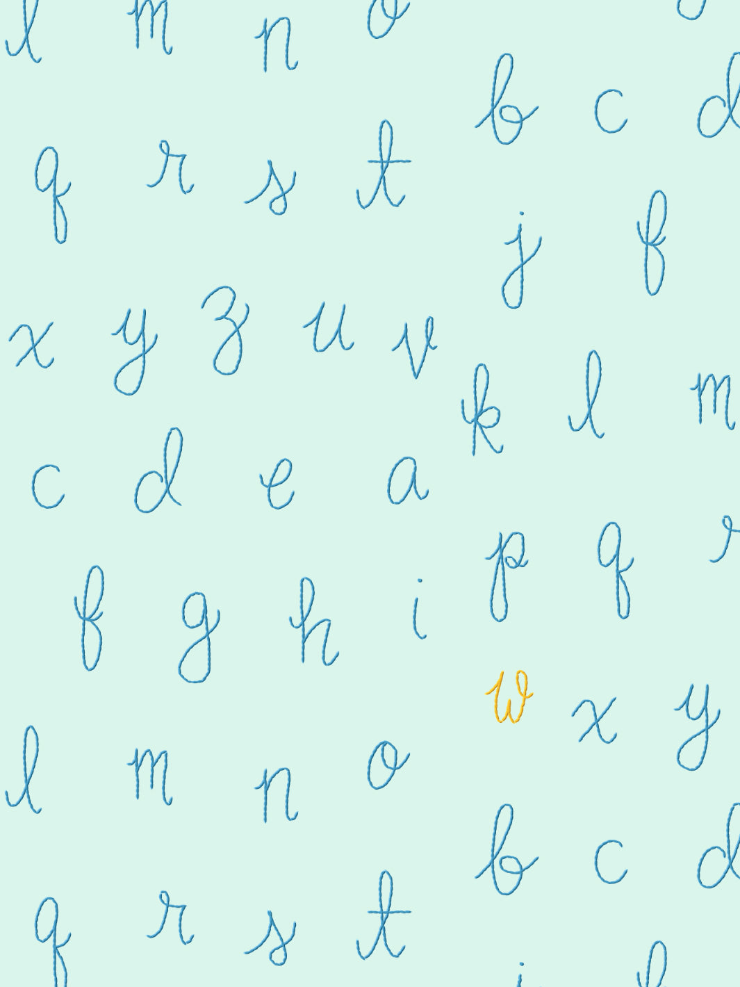 'LF Alphabet' Wallpaper by Lingua Franca - Mint with Yellow Accent Letter