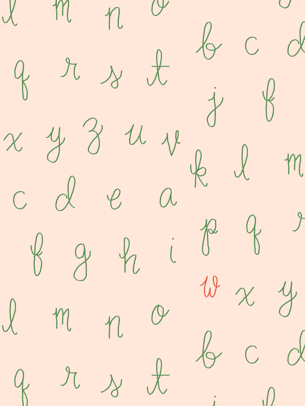 'LF Alphabet' Wallpaper by Lingua Franca - Peach with Persimmon Accent Letter