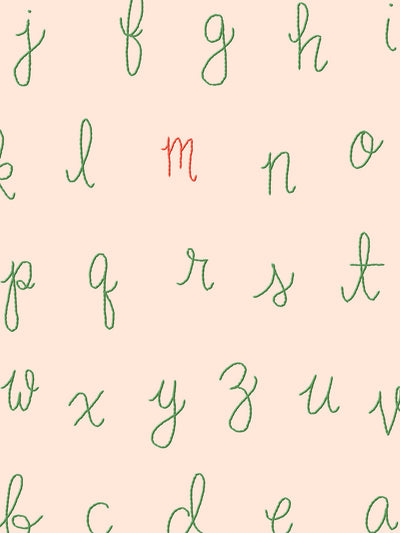 'LF Alphabet' Wallpaper by Lingua Franca - Peach with Persimmon Accent Letter