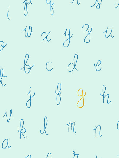'LF Alphabet' Wallpaper by Lingua Franca - Peach with Persimmon Accent Letter