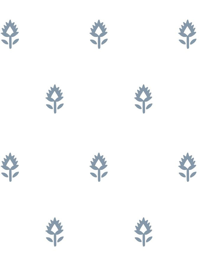 'Block Print' Wallpaper by Sugar Paper - French Blue On White