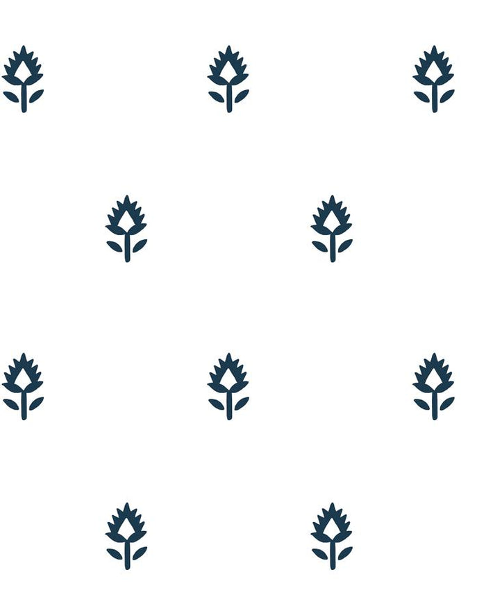 'Block Print' Wallpaper by Sugar Paper - Navy On White