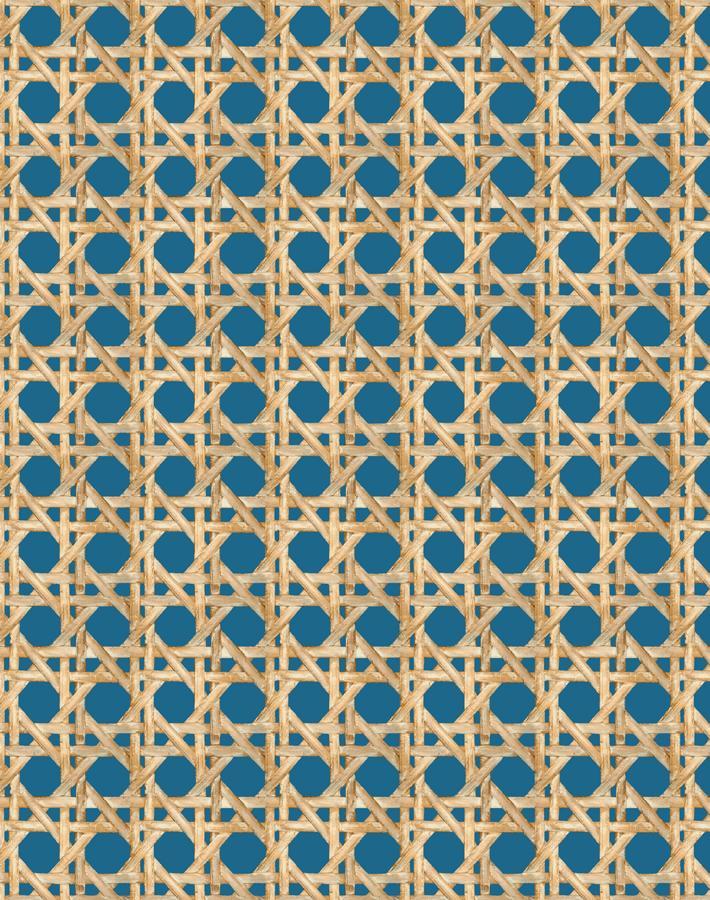 'Faux Large Caning' Wallpaper by Wallshoppe - Cadet Blue
