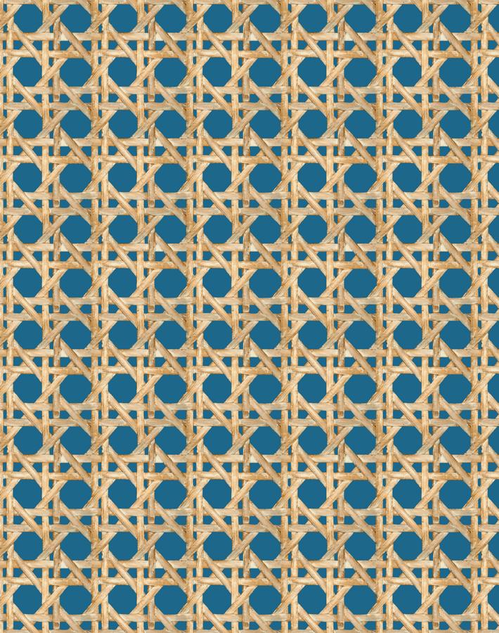 'Faux Large Caning' Wallpaper by Wallshoppe - Cadet Blue