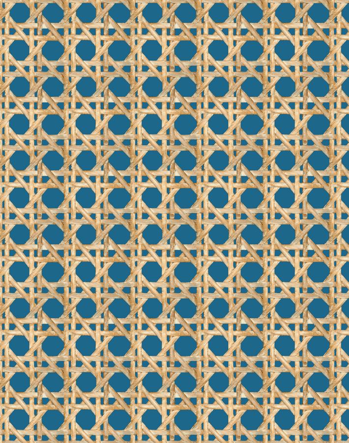 'Faux Large Caning' Wallpaper by Wallshoppe - Cadet Blue