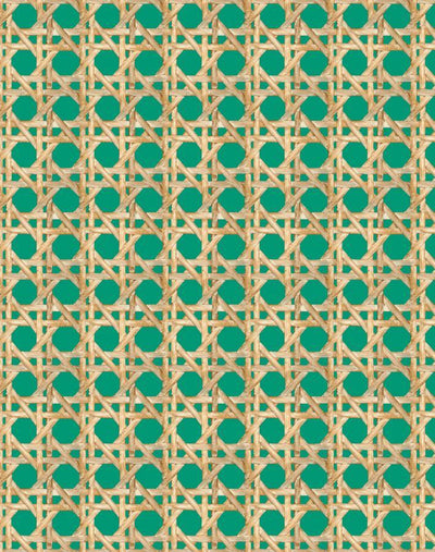 'Faux Large Caning' Wallpaper by Wallshoppe - Emerald