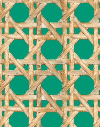 'Faux Large Caning' Wallpaper by Wallshoppe - Emerald