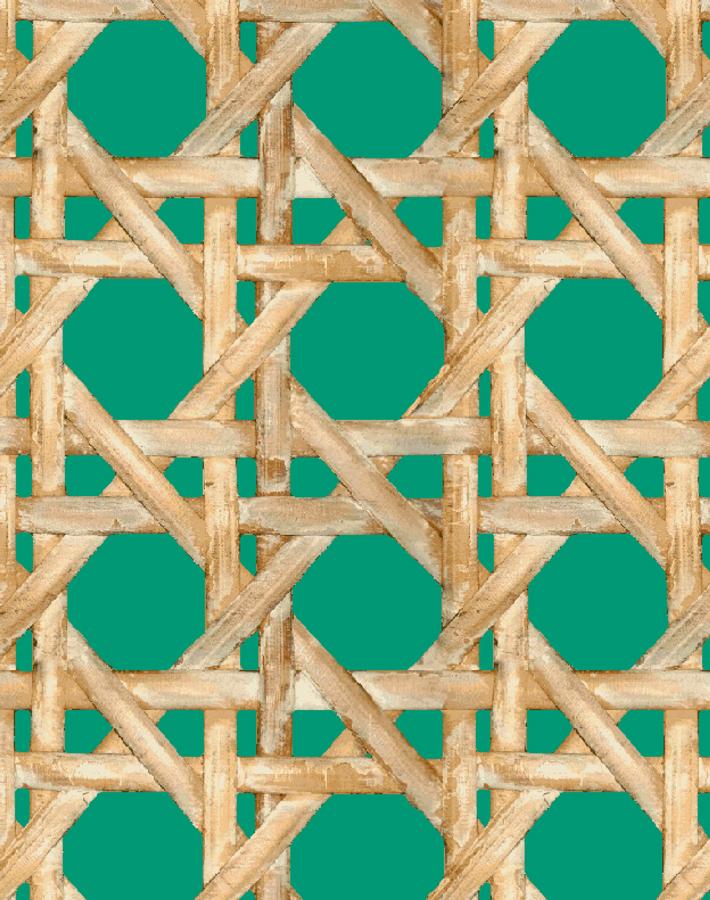 'Faux Large Caning' Wallpaper by Wallshoppe - Emerald